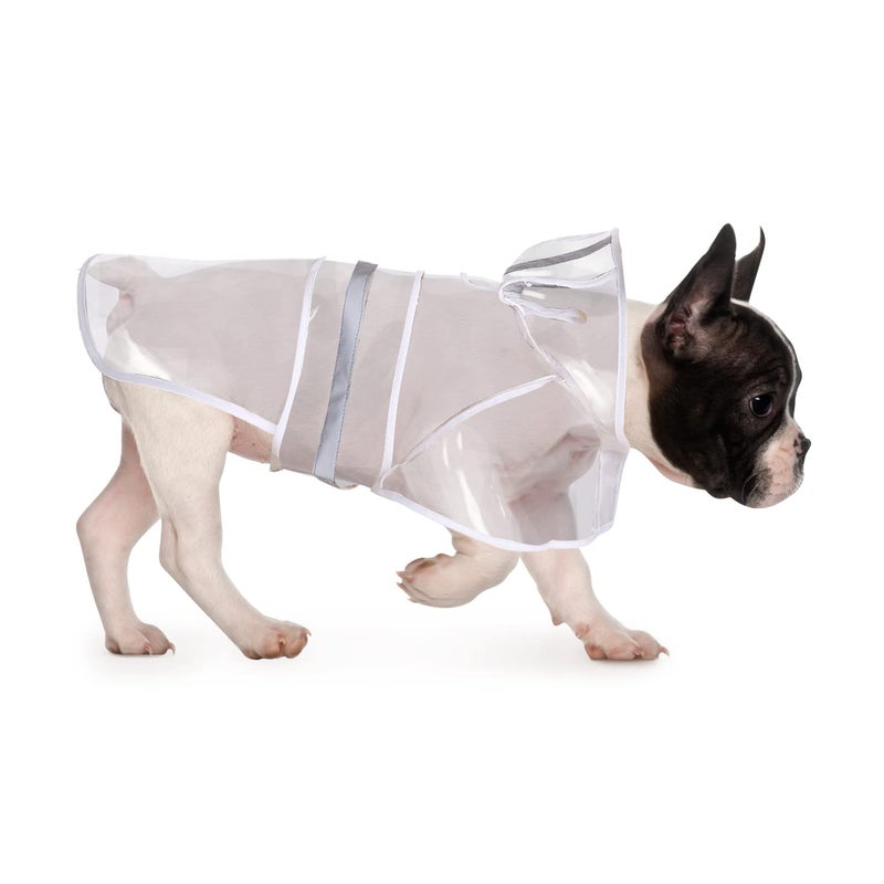 HDE Dog Raincoat Jacket Reflective Adjustable Hooded Pet Poncho Rain Coat with Leash Hole for Small to X-Large Dogs Clear - M - Image 1